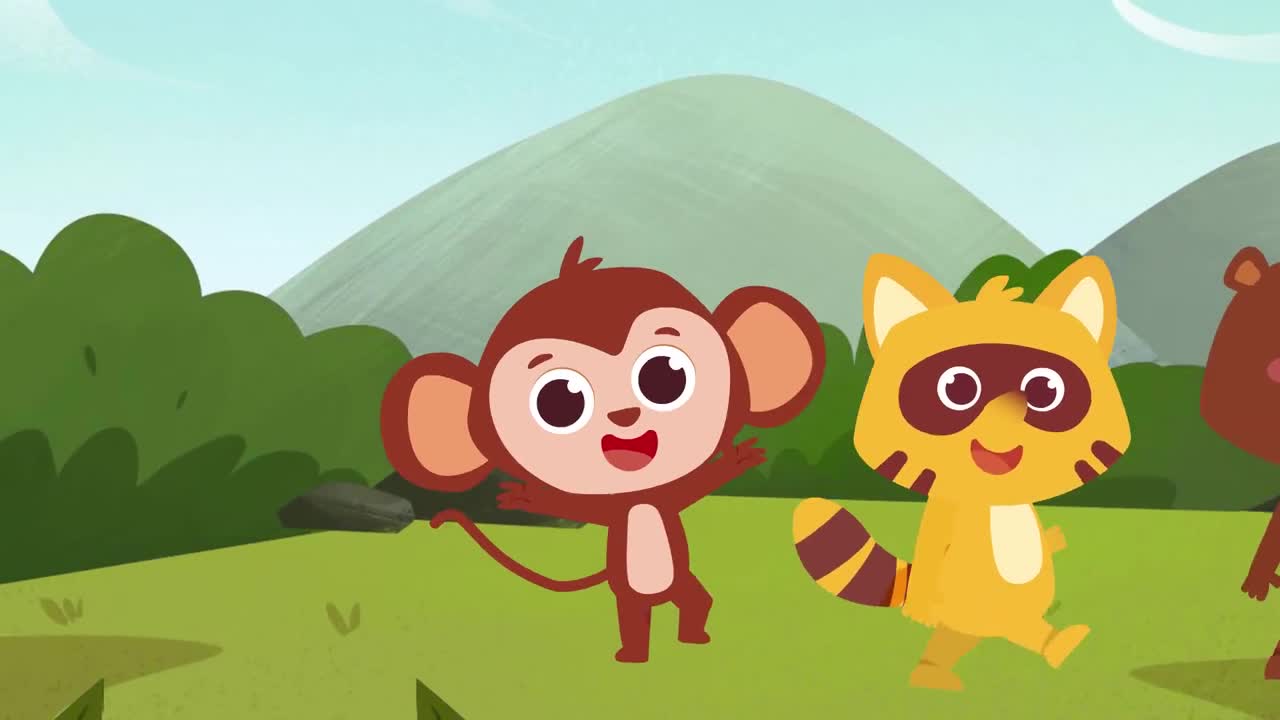 Watch cute little monkeys, raccoons, and bears dancing and playing happily in the sunlit meadow! 🎶 They’re having so much fun—can you join in the dance? 🥳 A sweet, lively adventure for kids! 🐾