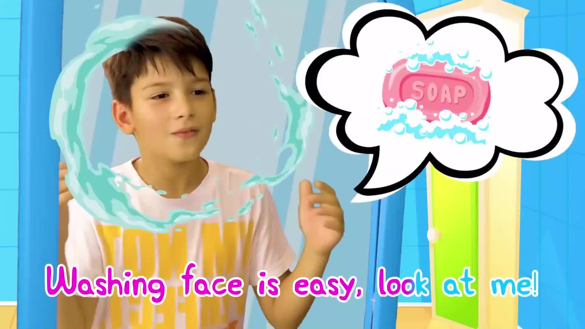 Watch this cute kid show us how to wash his face easily! 🌟 He uses soap, splashes water, and makes it super fun! Follow along and keep your face clean and fresh! 🧼💧