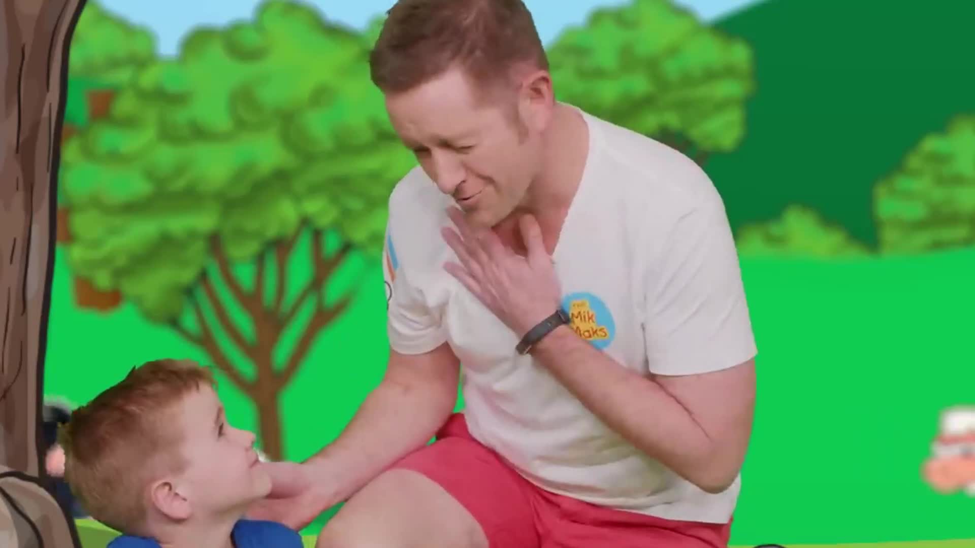 A heartwarming moment as Dad and his little one share smiles and fun in a colorful, cartoon park! 🌳 They’re enjoying playful interaction—ideal for little ones to cherish! 😊 #FamilyFun #ParkAdventures