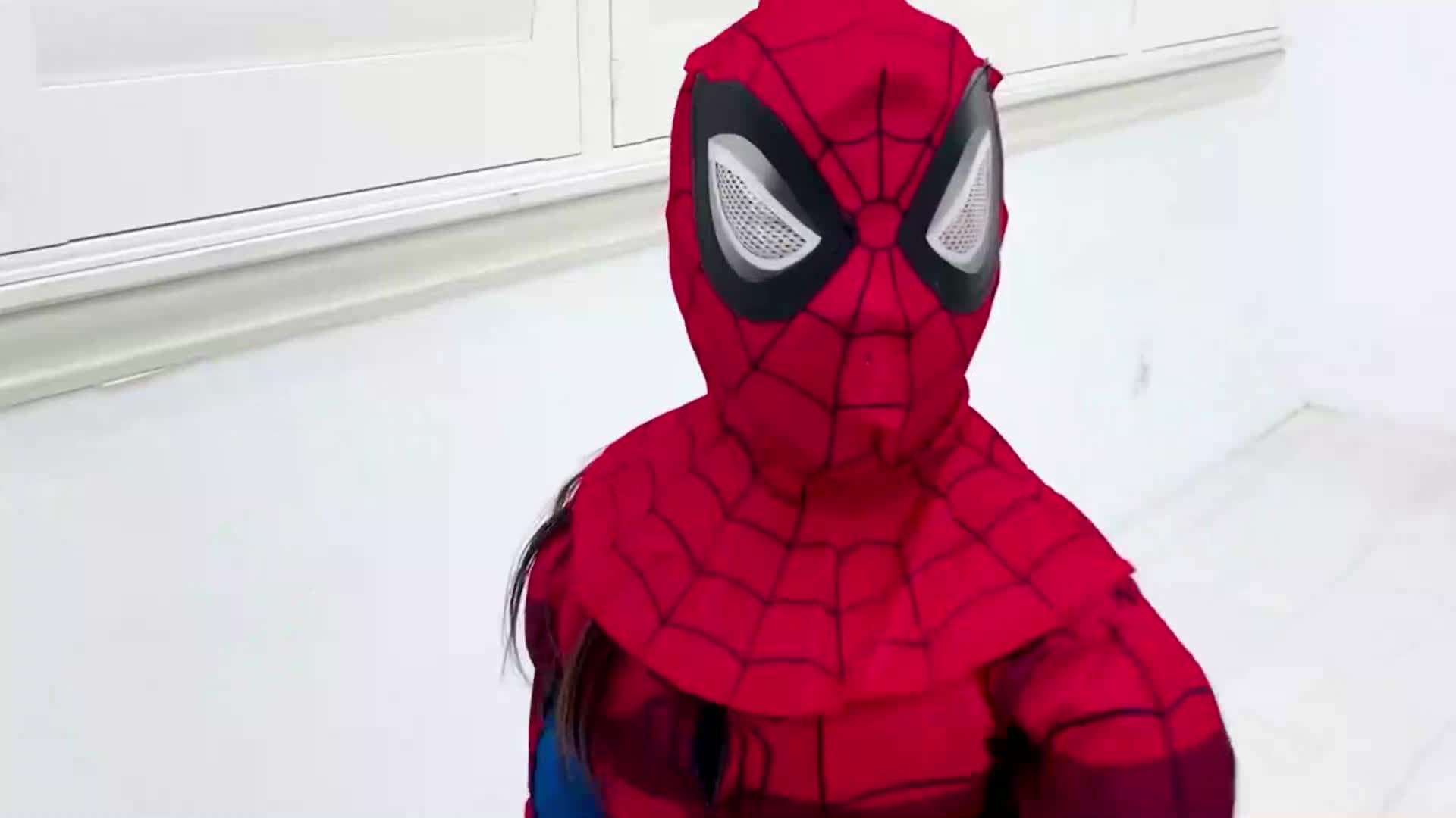 Watch this cute little Spider-Man 🕷️ having fun! They're all dressed up in their awesome red and blue costume, swinging, posing, and ready for adventure. So playful and full of energy, perfect for little superhero fans! 😊✨ #SuperheroFun