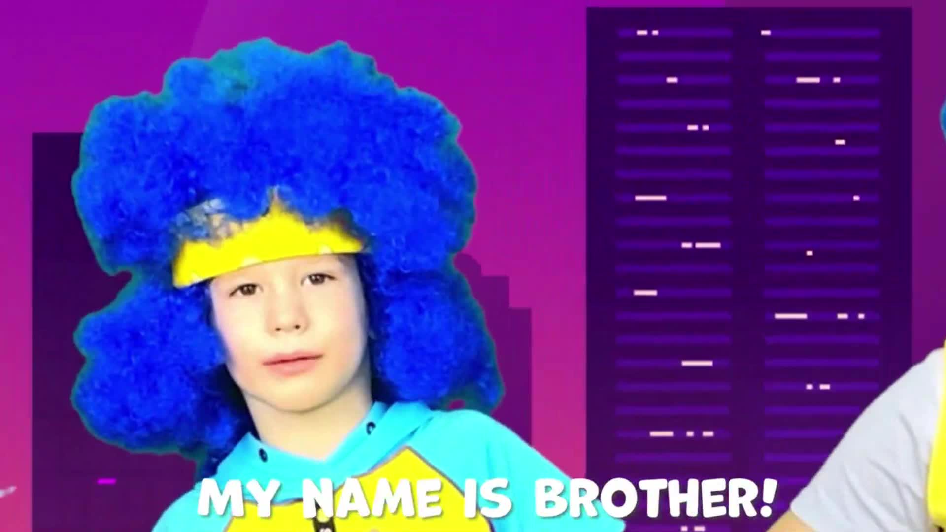 Brother is here to introduce himself with his awesome blue afro wig! 🌟 He’s ready to have fun and show off his colorful style—just like a super cool friend! 😊 Watch and smile with him! 💥