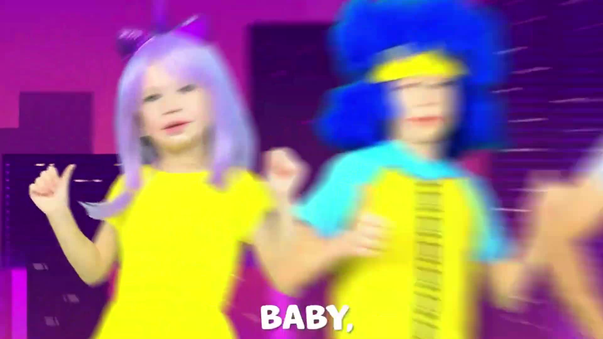 Little dancers in vibrant wigs and sunny yellow outfits shake their moves on a sparkly pink and purple stage! 🎶 The upbeat vibe and playful energy make this a super fun kids' video. Sing along and join the dance—perfect for a happy, lively afternoon! ✨🌈