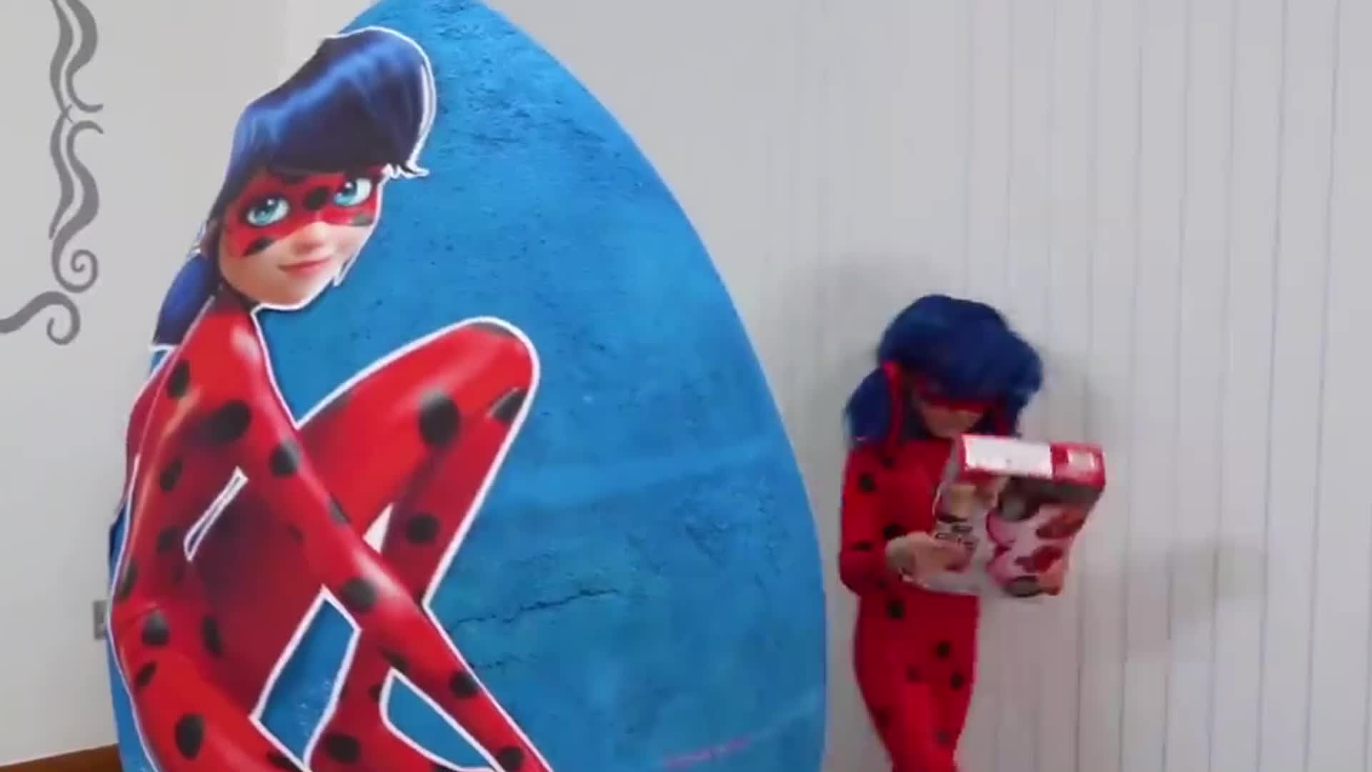 Two cute Ladybug-themed characters are excited to open a giant, sparkly surprise egg! They reveal fun toys and treats inside—perfect for a magical, playful adventure with their favorite hero! 🎉🐞🎁