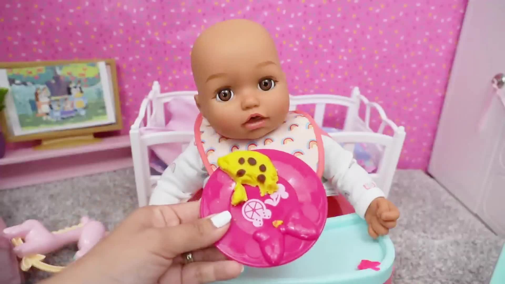Watch this sweet baby doll enjoy her delicious pizza snack! ๐ We'll gently feed her, play with her in her cozy pink playroom, and have so much fun nurturing! ๐งธ๐ Perfect for little ones who love imaginative play and caring for their favorite dolls! ๐